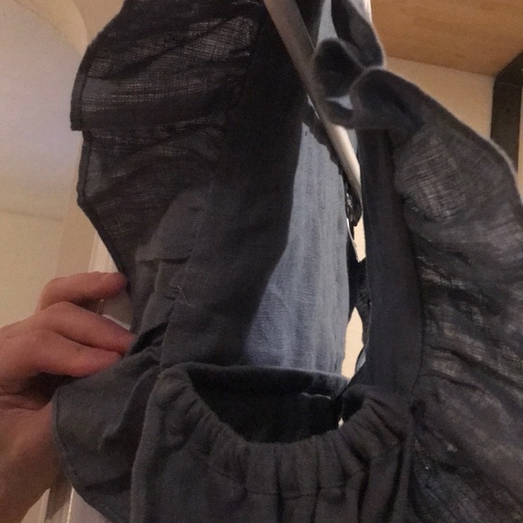 Square-Neck Bibbed Linen Caftan Dress - Picture 9 of 9